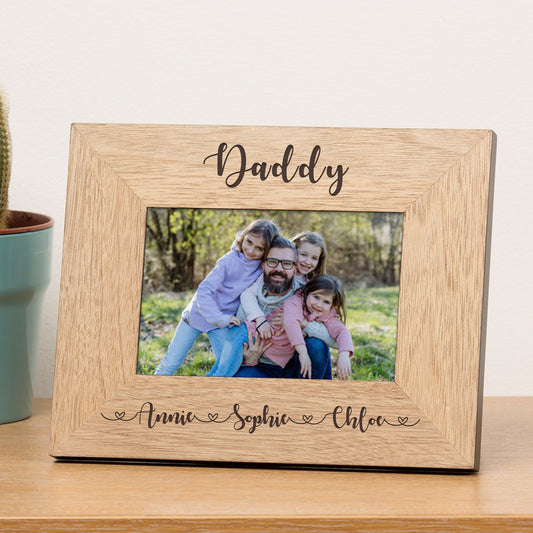 Daddy and Childrens Names Wood Picture Frame (6" x 4") - Elegant Casa