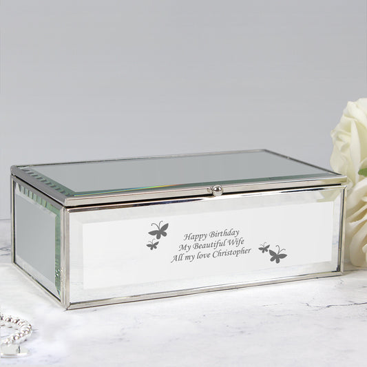 Personalised Butterflies Mirrored Jewellery Box - Elegant Casa